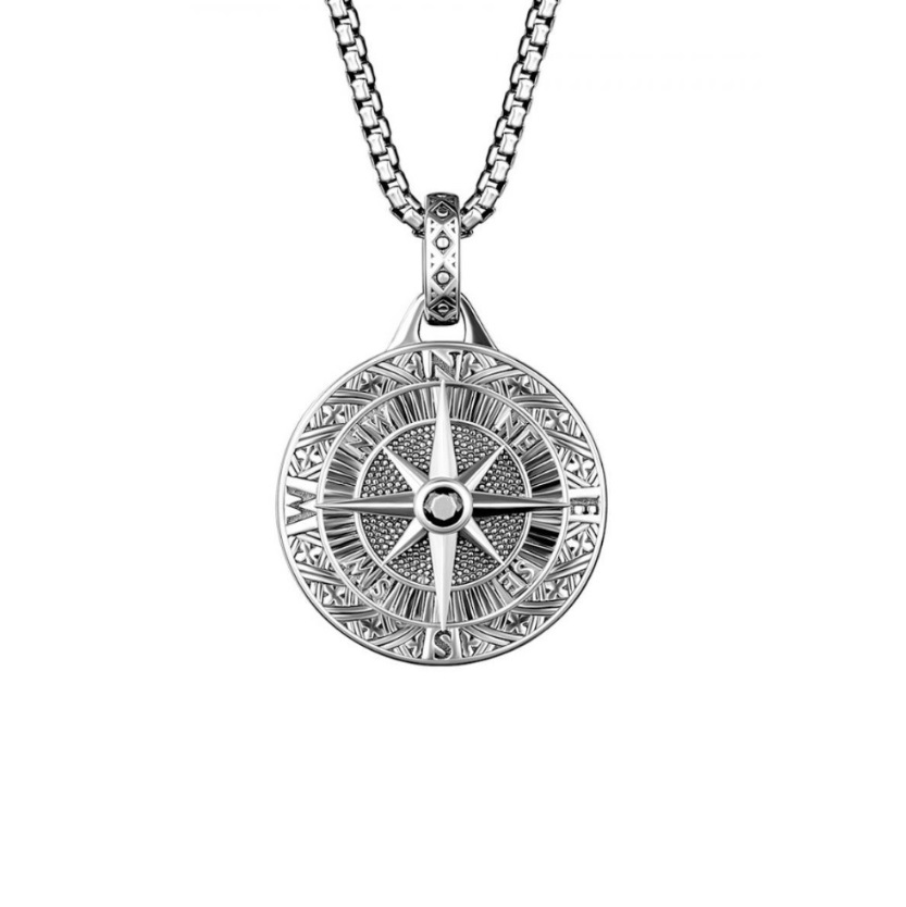 Sunburst Compass Necklace For Men